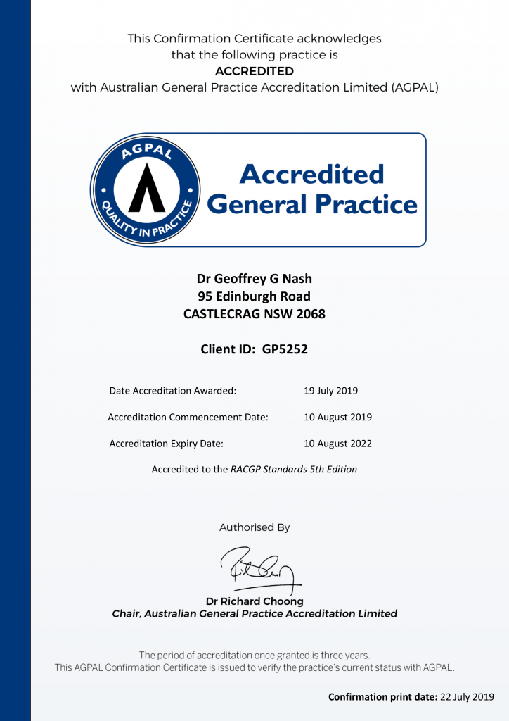 Castlecrag Medical Practice AGPAL Accreditation